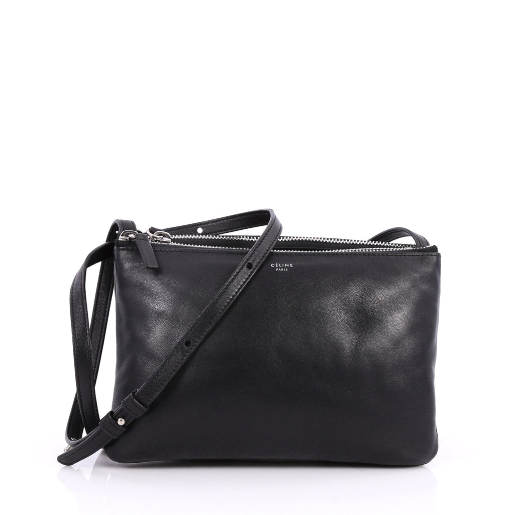 Buy Celine Trio Crossbody Bag Leather Small Black 2514001 – Rebag