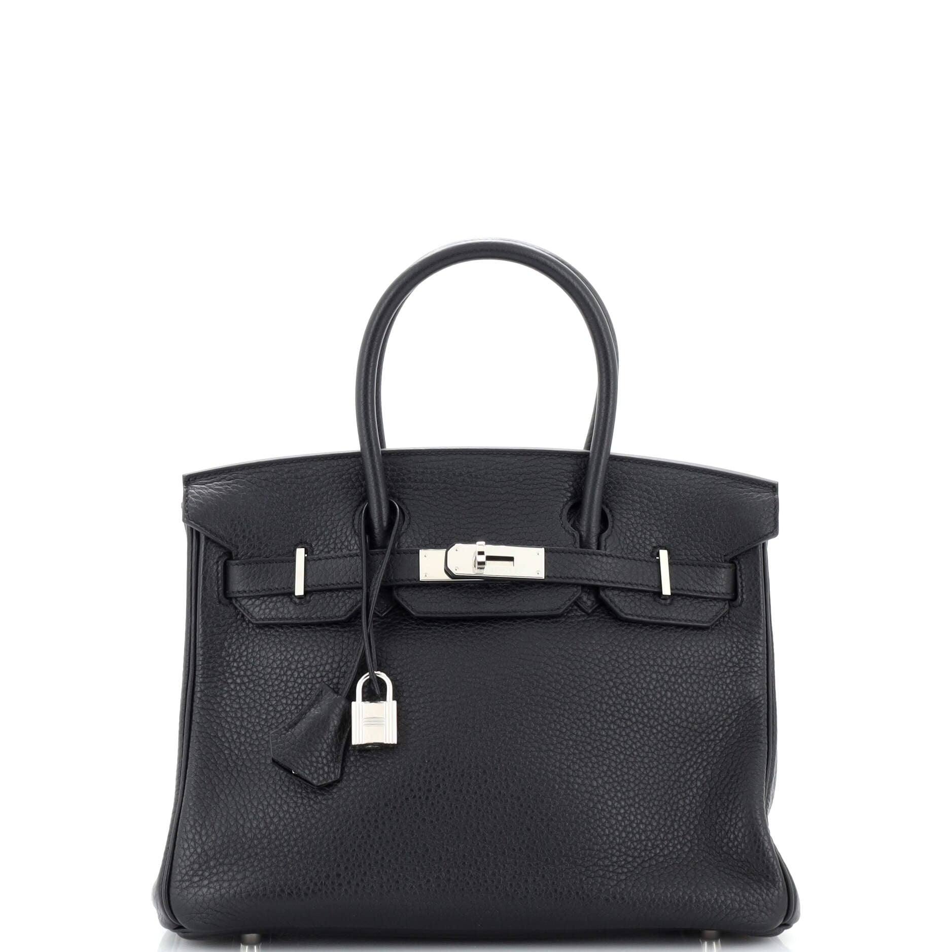 Birkin Handbag Noir Clemence with Palladium Hardware 30