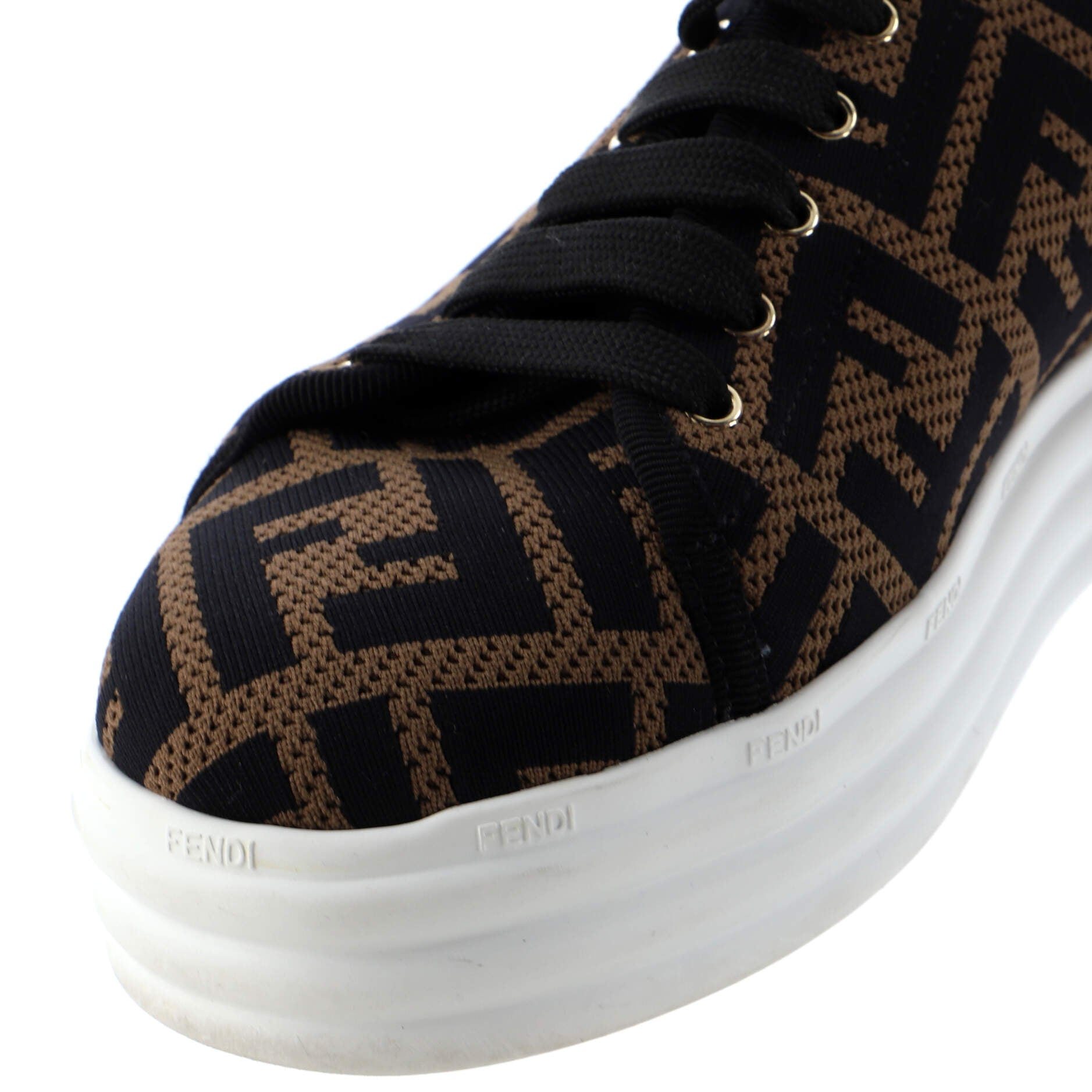 FENDI Women's Rise Low-Top Platform Sneakers Perforated Zucca 