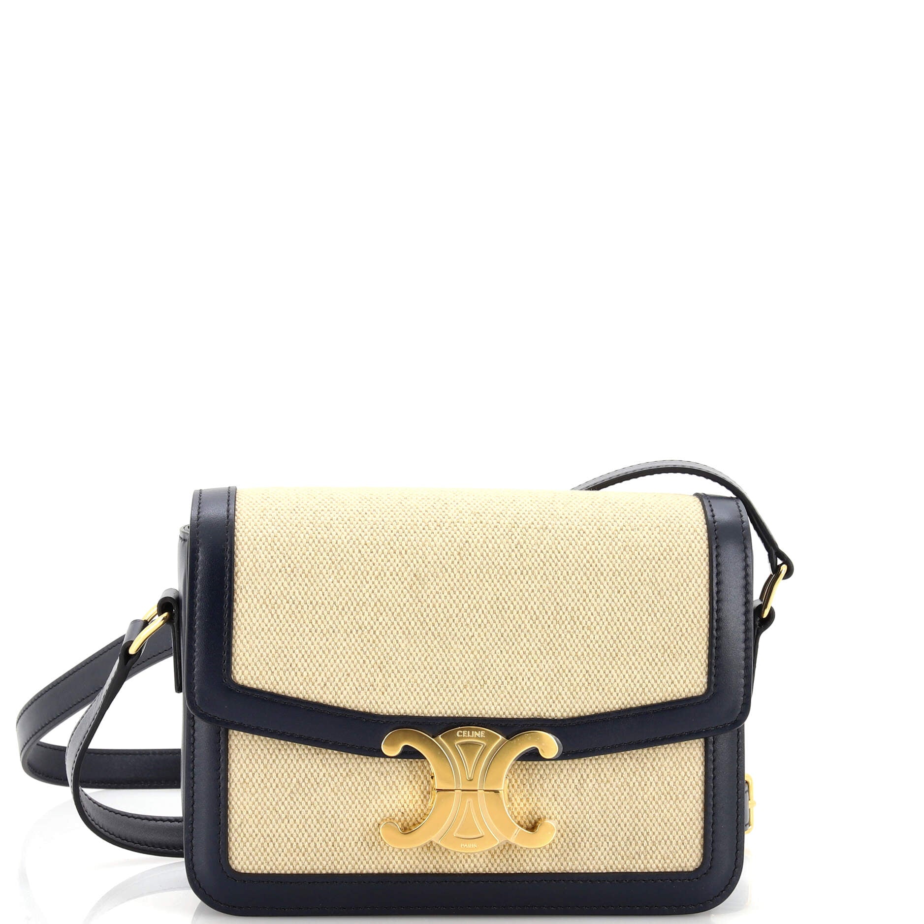 Triomphe Shoulder Bag Canvas with Leather Teen