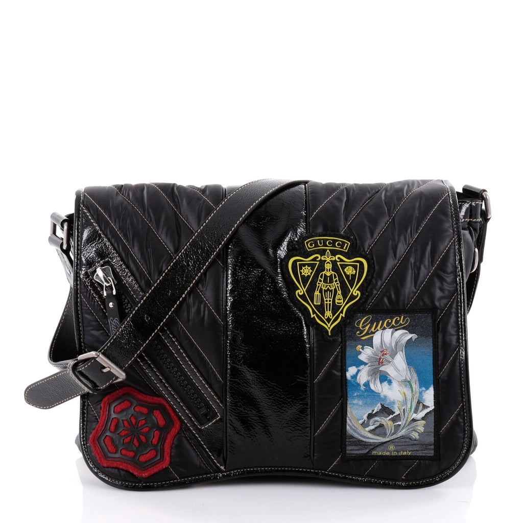 Buy Gucci Messenger Bag Patch Embellished Quilted Nylon with 2539618 – Rebag