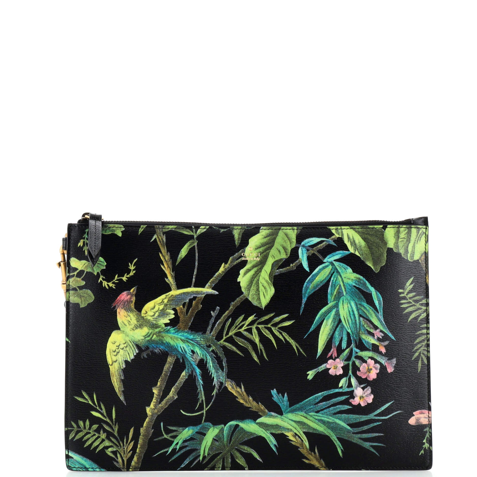 Zipped Pouch Printed Leather Large