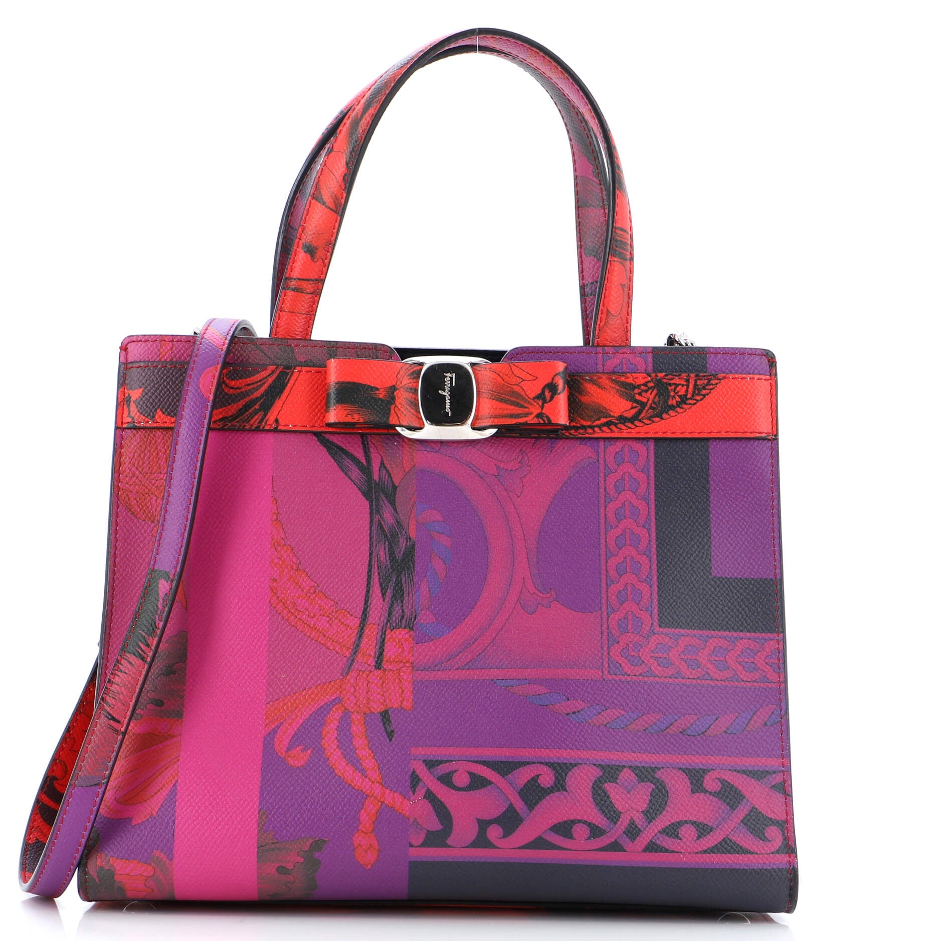 Vara Bow Top Handle Convertible Tote Printed Leather Small