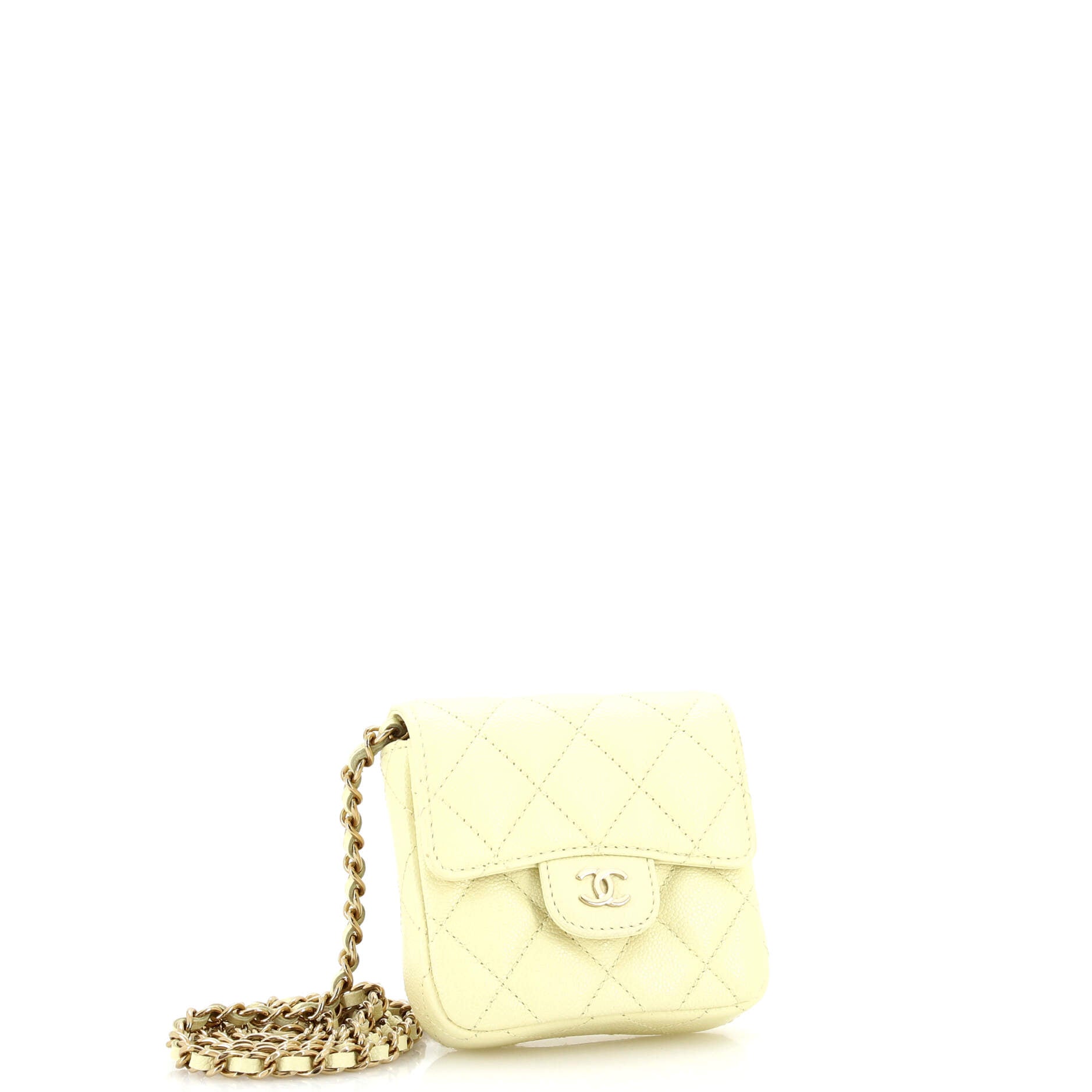 Classic Square Flap Clutch with Chain Quilted Caviar Mini