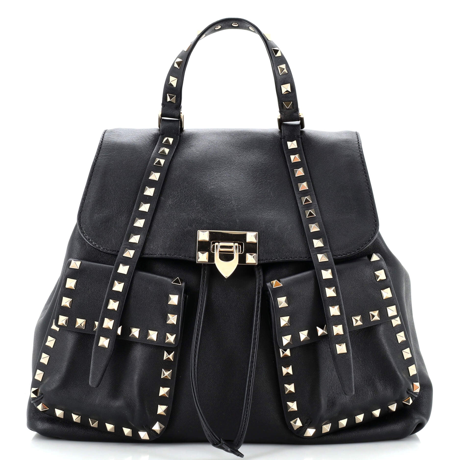 Rockstud Flip Lock Backpack Leather