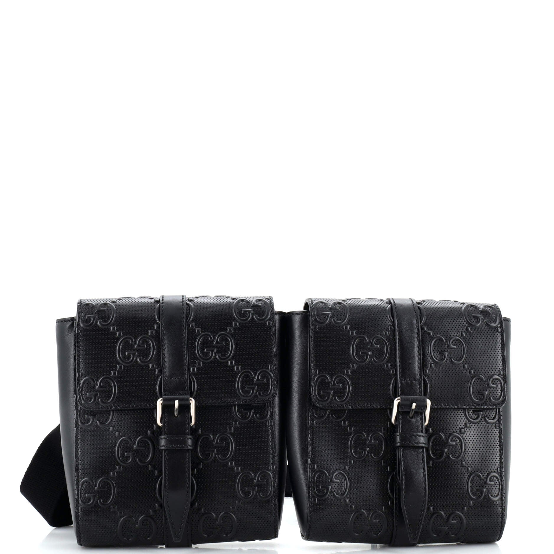 Double Belt Bag GG Embossed Perforated Leather