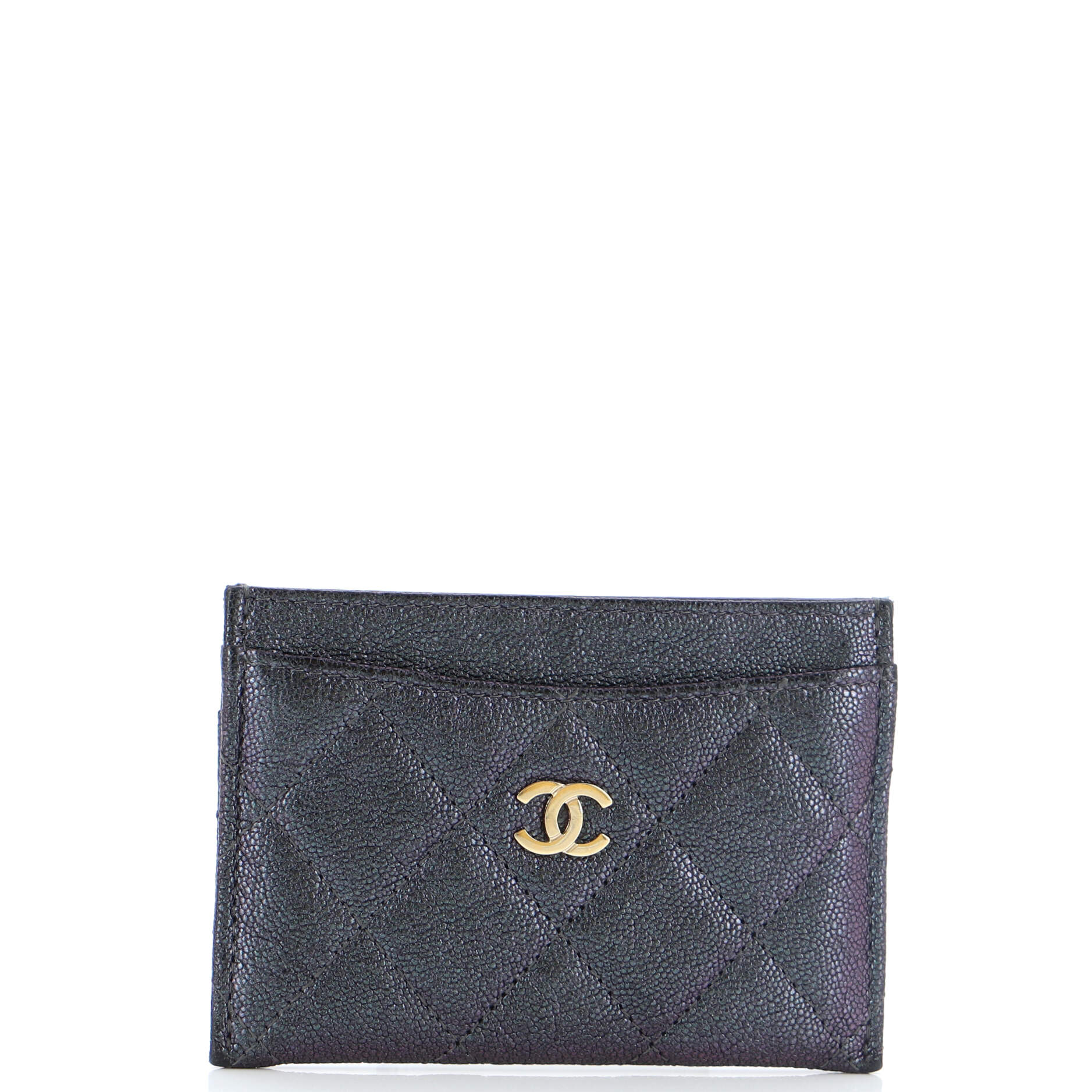 Classic Card Holder Quilted Iridescent Caviar