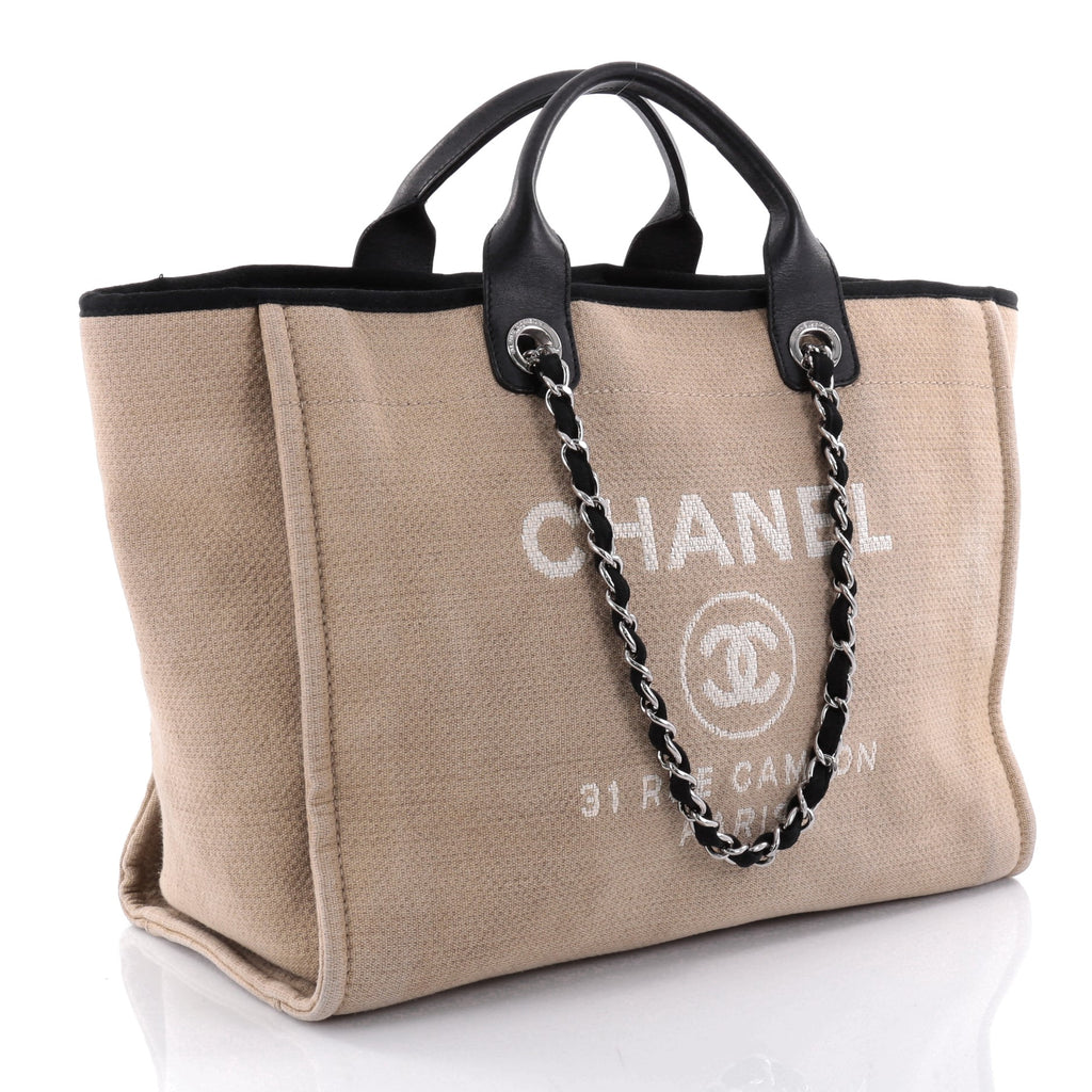 Buy Chanel Deauville Chain Tote Canvas Large Brown 2624402 – Rebag