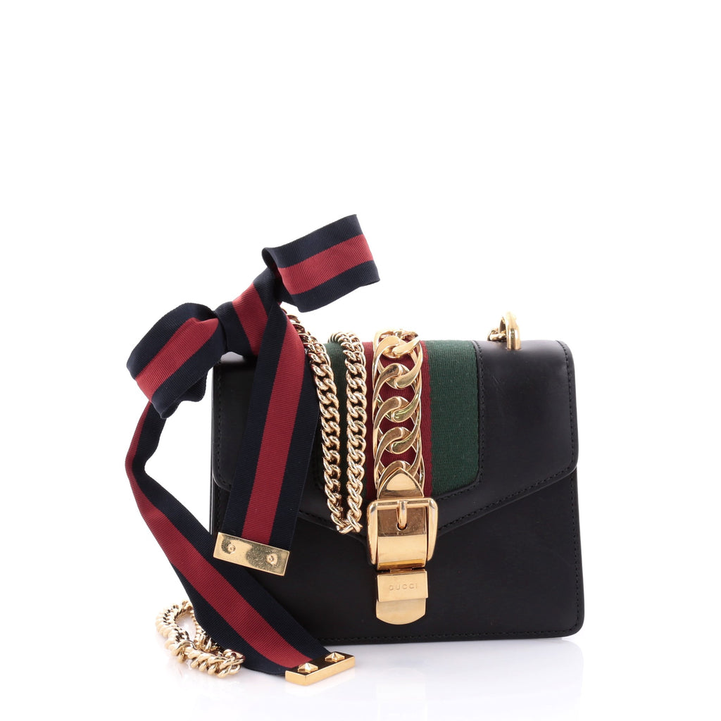 Buy Gucci Sylvie Chain Shoulder Bag Leather Mini Black 2641201 – Trendlee