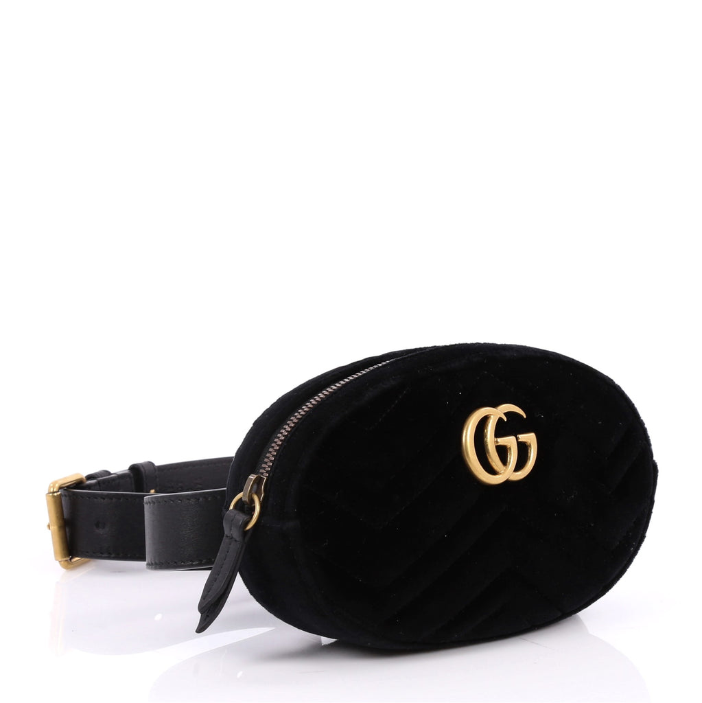 Buy Gucci GG Marmont Belt Bag Matelasse Velvet Black 2662102 – Rebag