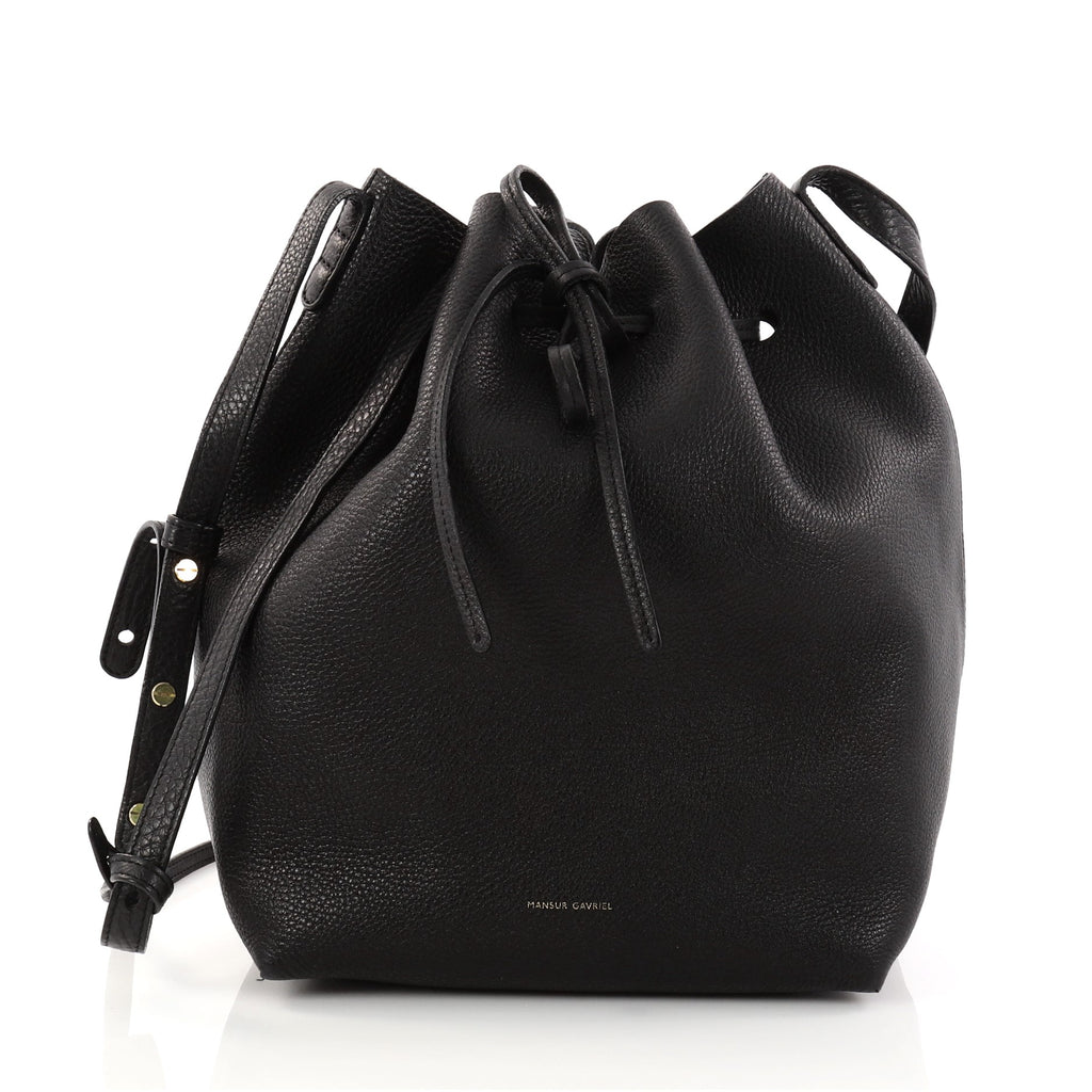 tumbled leather bucket bag