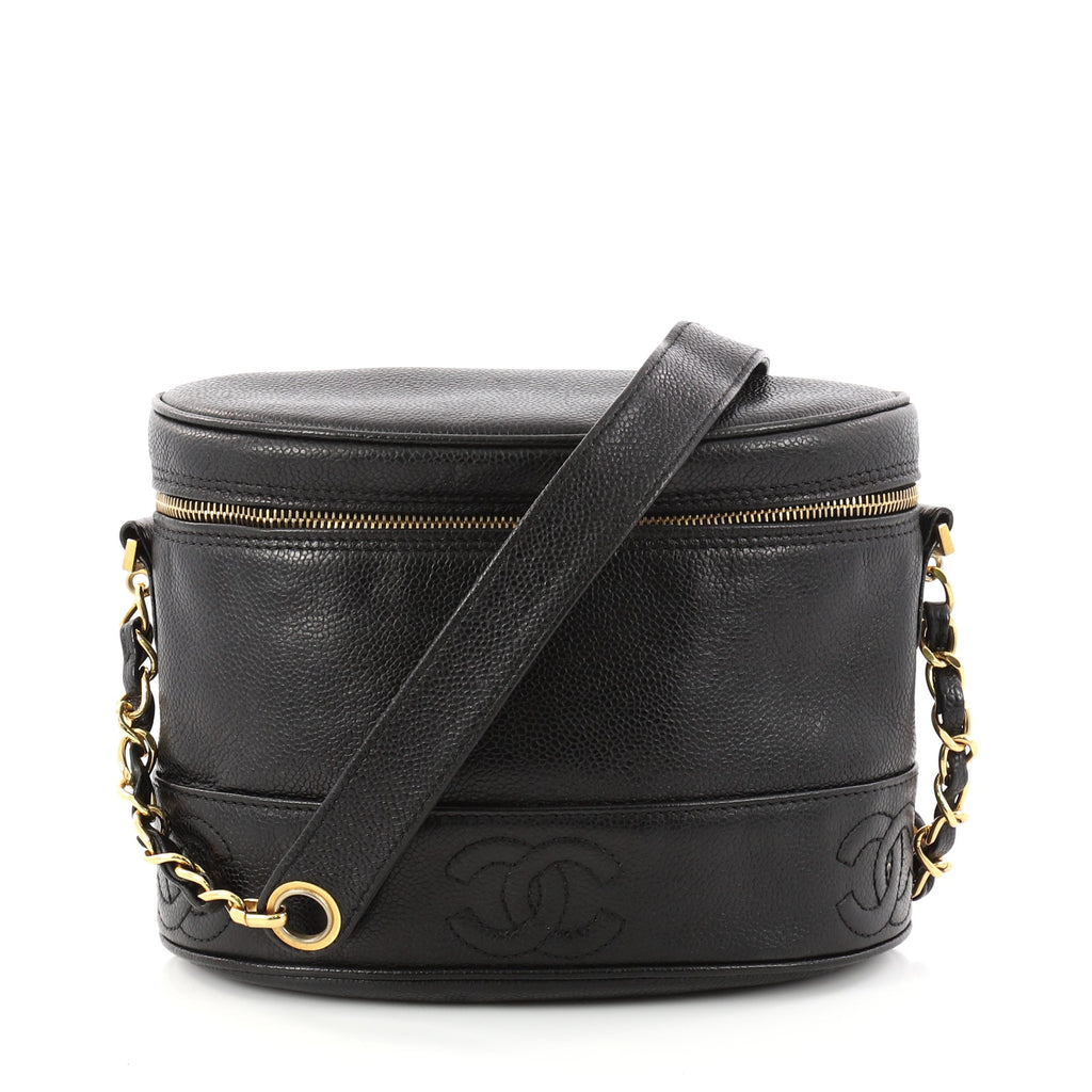 Chanel Vintage Logo Crossbody Bag Caviar Small Black 3041001 – Rebag