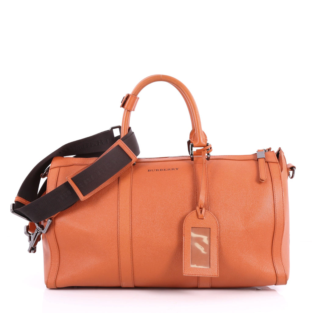 Buy Burberry Boston Holdall Duffle Bag Leather Medium Orange 3434501