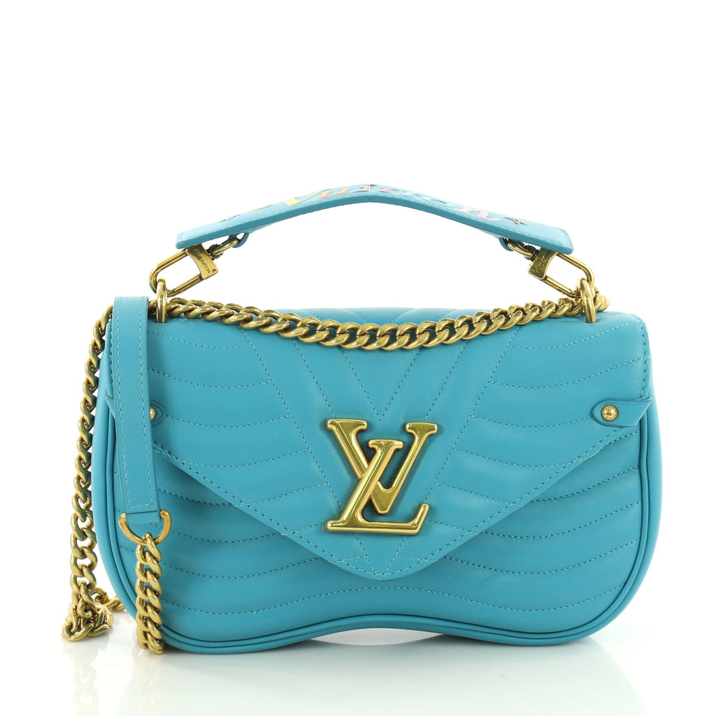 Buy Louis Vuitton New Wave Chain Bag Quilted Leather MM Blue 3615201 – Rebag