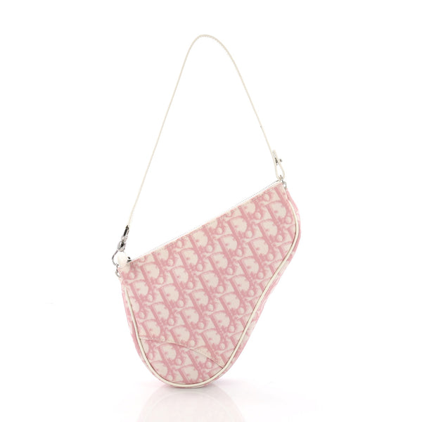 Saddle vintage cloth handbag Dior Pink in Cloth  25319445