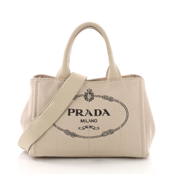 Prada Canapa Convertible Tote Canvas Mini Neutral 3757317