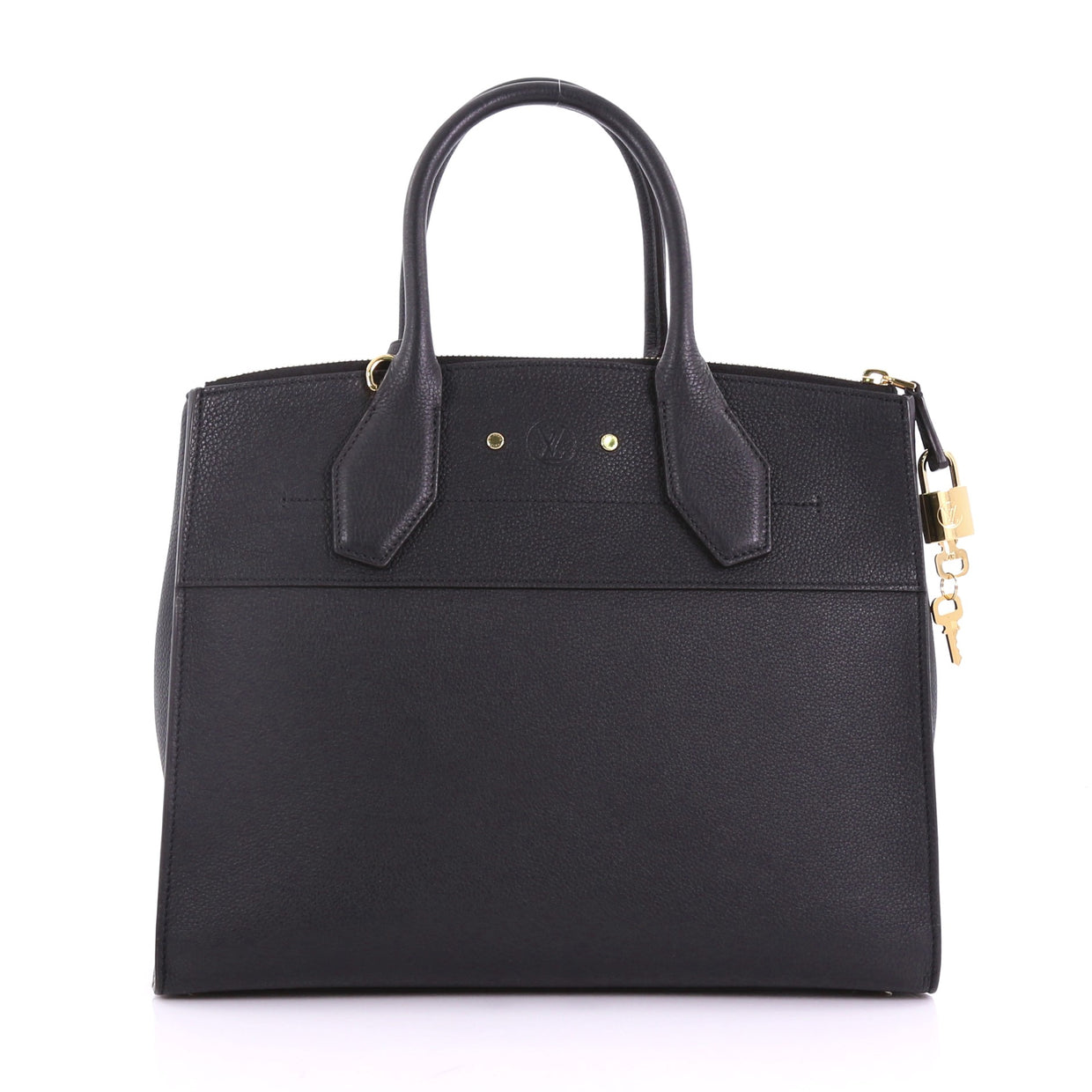 Louis Vuitton City Steamer Handbag Leather MM Black 3769016
