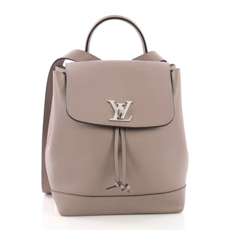 LOUIS VUITTON Lockme Calfskin Leather Backpack Blue/Beige