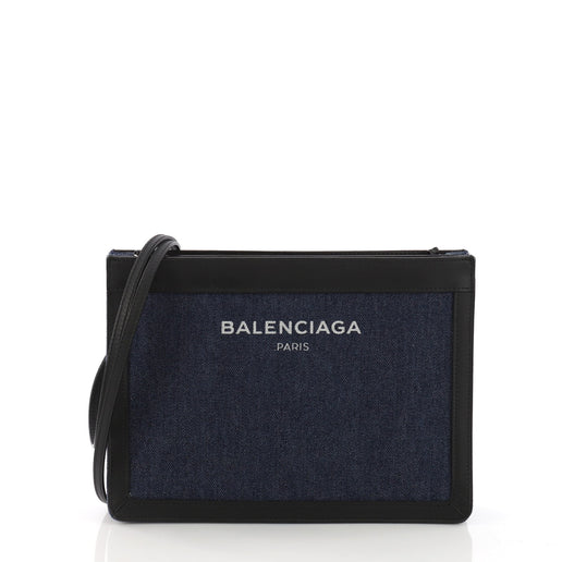 balenciaga denim navy pochette