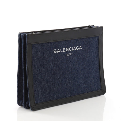 balenciaga denim navy pochette