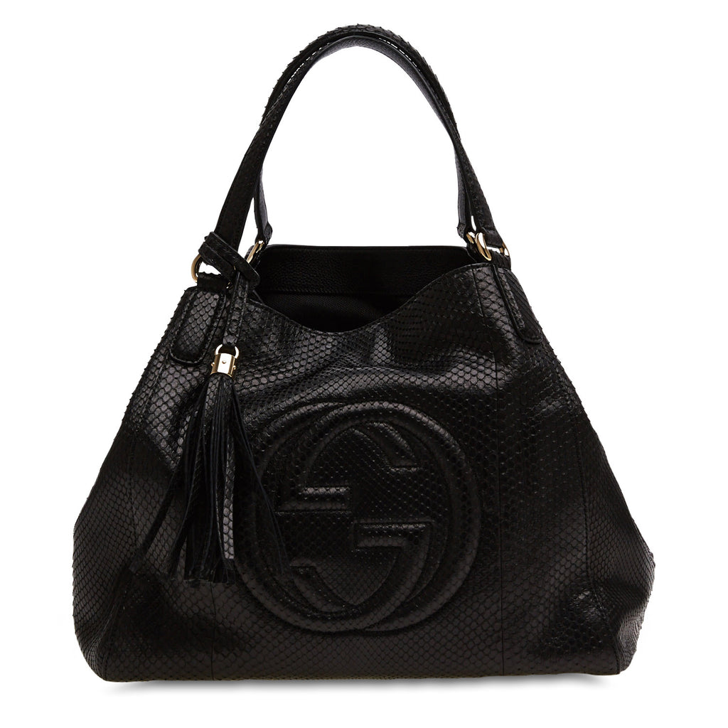 Buy Gucci Soho Handbag Python Large Black 38603 – Trendlee