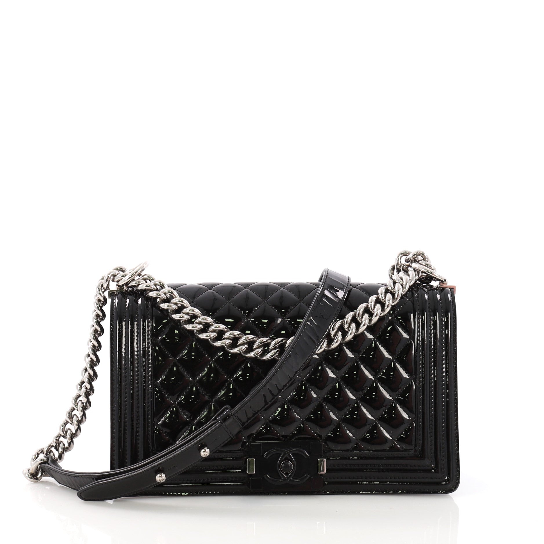 CHRISTIAN LOUBOUTIN Paloma Denim Patent Pearl Spikes Crossbody Bags Da