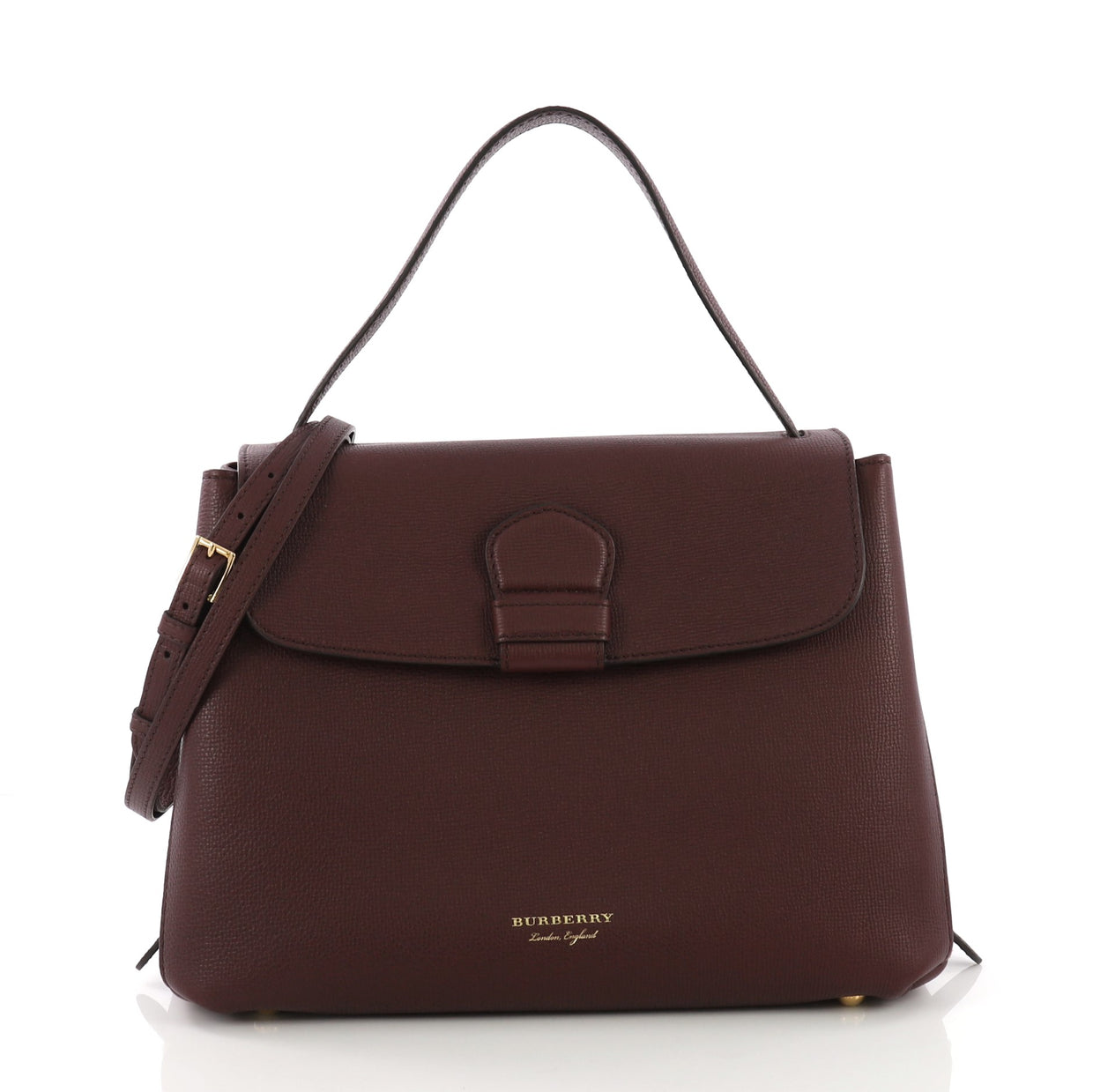 Burberry Camberley Top Handle Bag Leather Medium Purple 396782
