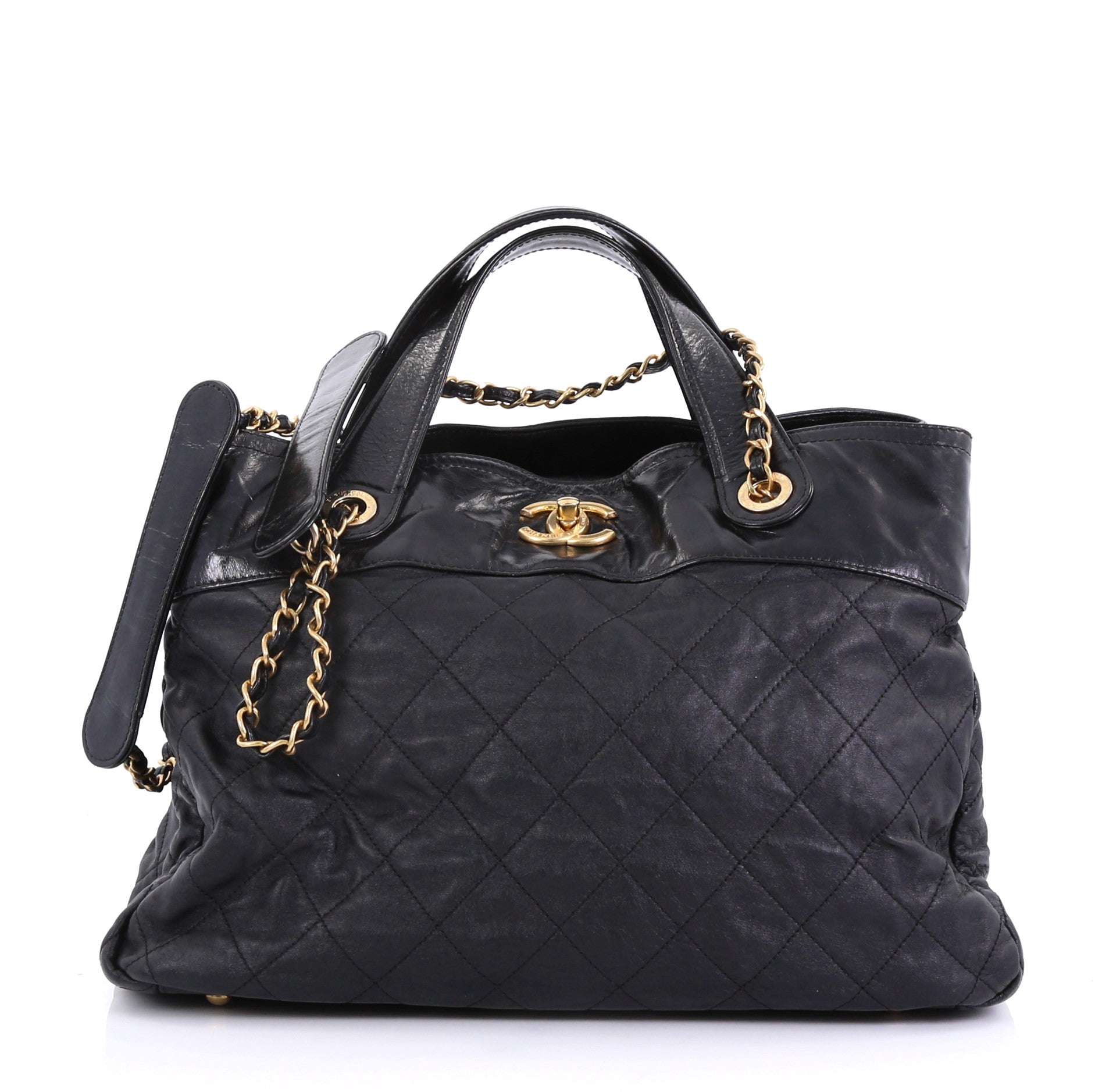 Chanel Black Pony Hair and Quilted Leather Dallas Studded Saddle
