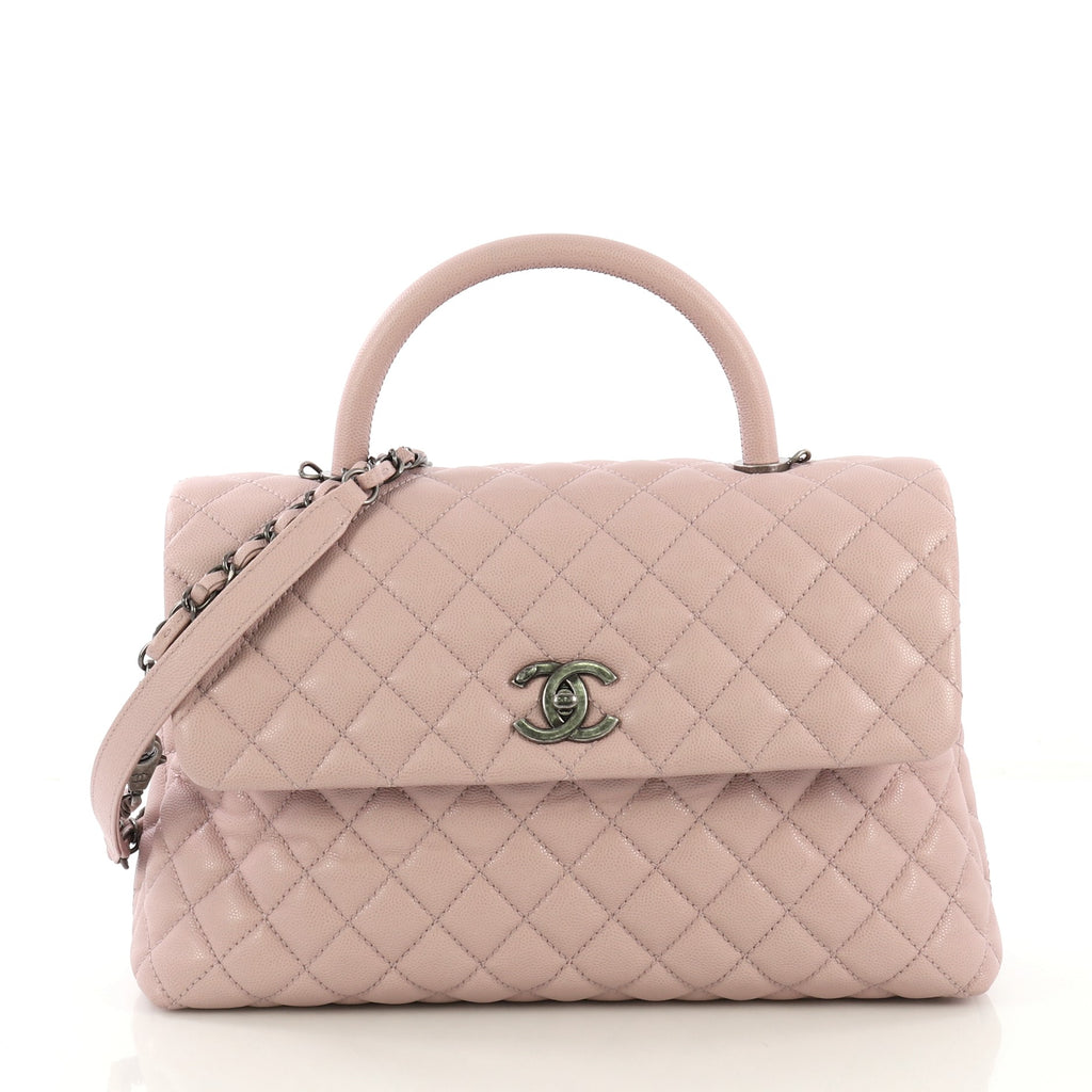 Chanel Coco Top Handle Bag Quilted Caviar Medium Rebag