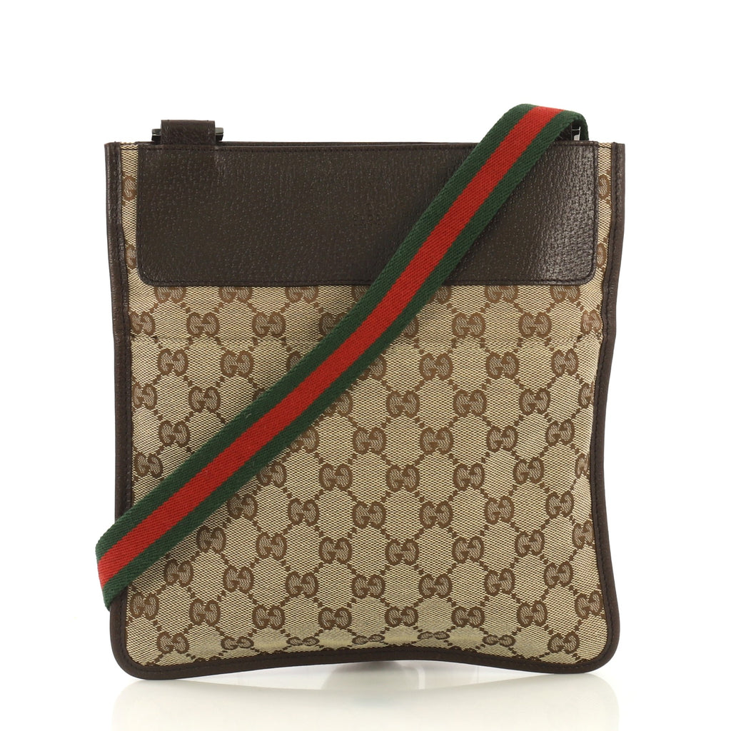 Gucci Vintage Web Crossbody Bag GG Canvas with Leather 4225910 – Rebag
