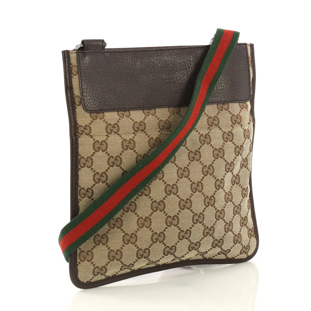 Gucci Vintage Web Crossbody Bag GG Canvas with Leather 4225910 – Rebag