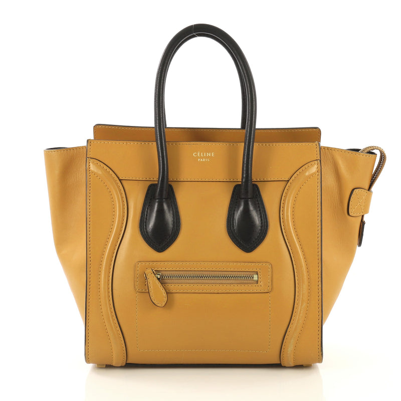 Celine Bicolor Luggage Handbag Leather Micro Yellow 429958 – Rebag