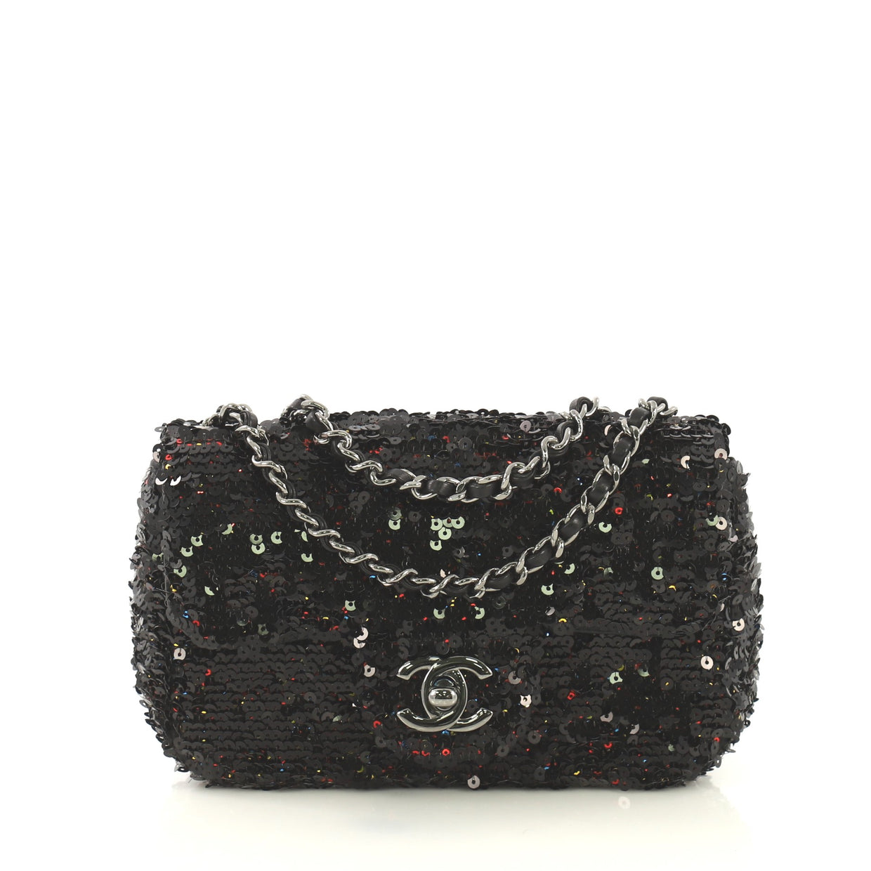 Chanel Flap Bag Sequins Mini Black 433844