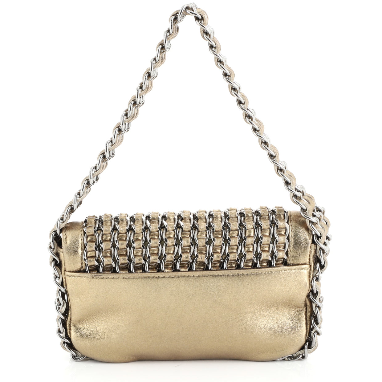 Chanel Triple Chain Flap Bag Leather Mini - Rebag