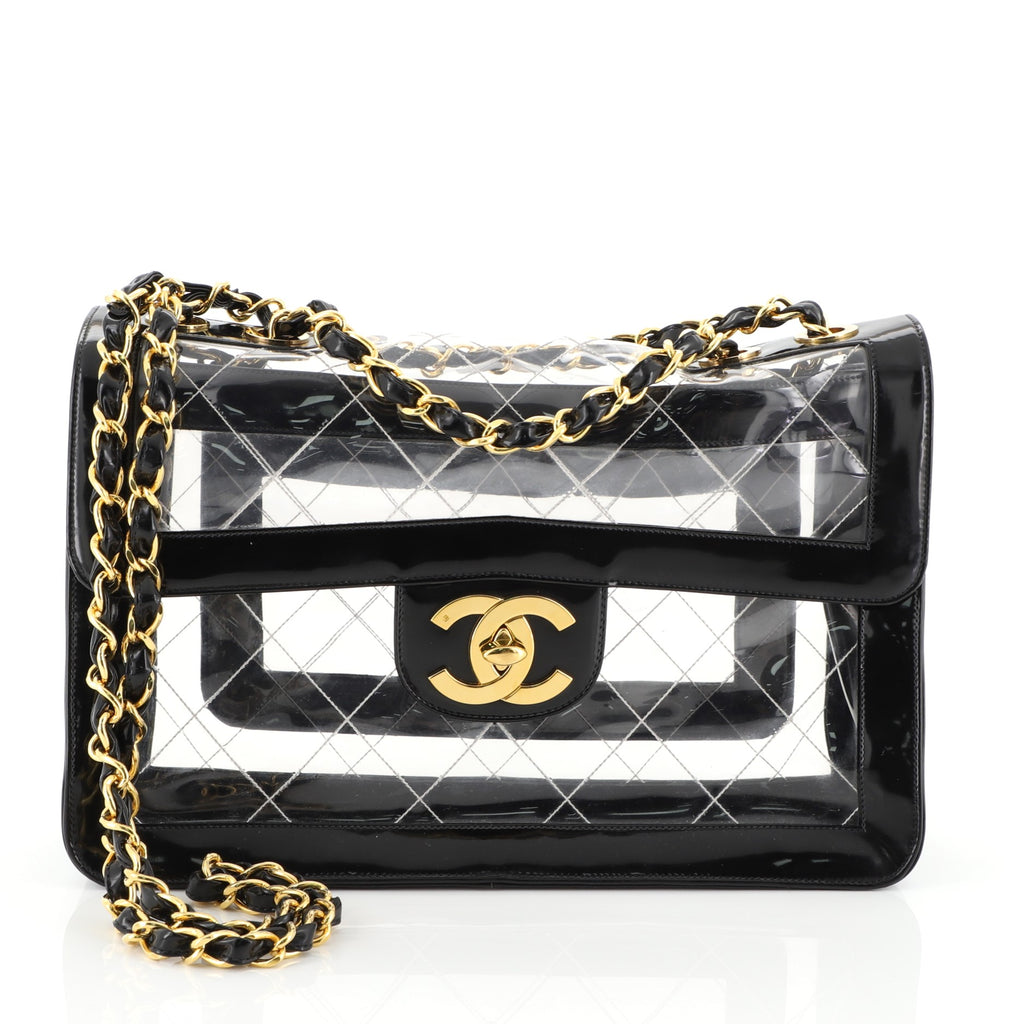 Classic Coco Sand by the Sea Runway Flap Bag in Black and PVC  Bag  Religion