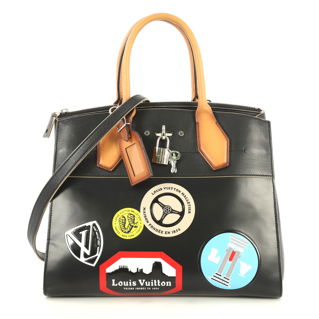 Louis Vuitton City Steamer Handbag Limited Edition World Tour Leather MM Black 4438554 – Rebag