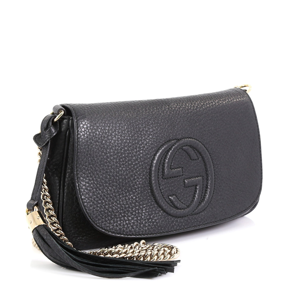 Gucci Soho Chain Crossbody Bag Leather Medium Black 452791 – Rebag