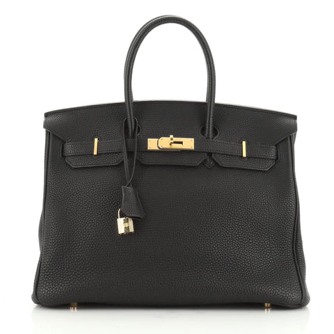 Hermes Birkin Handbag Black Togo with Palladium Hardware 35 Black ...