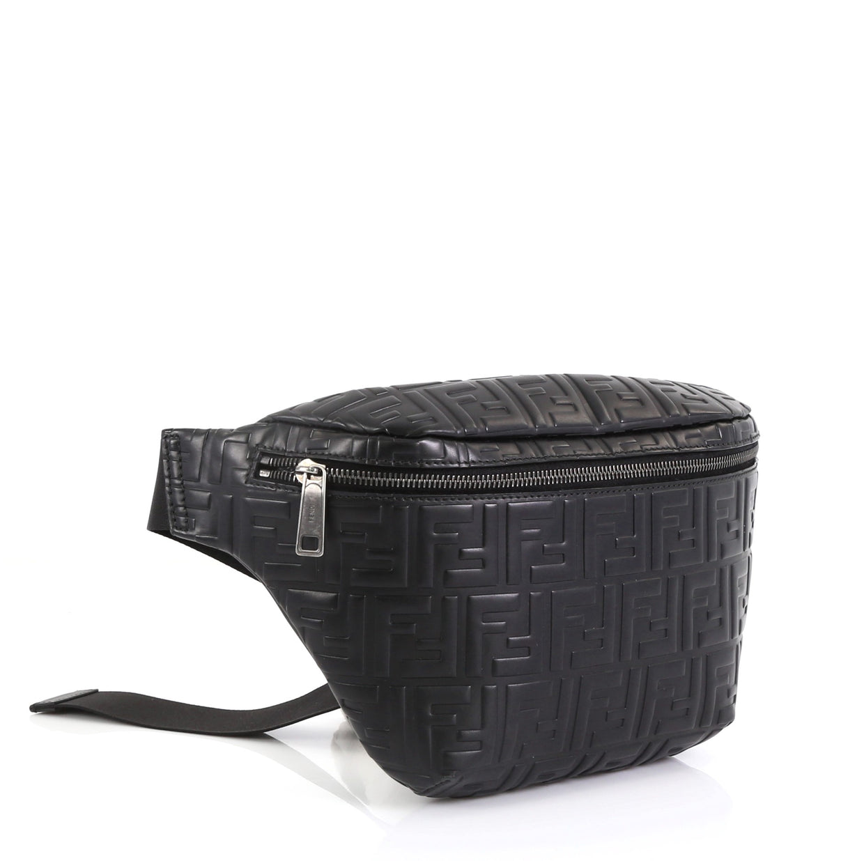 Fendi Zip Waist Bag Zucca Embossed Leather - Rebag