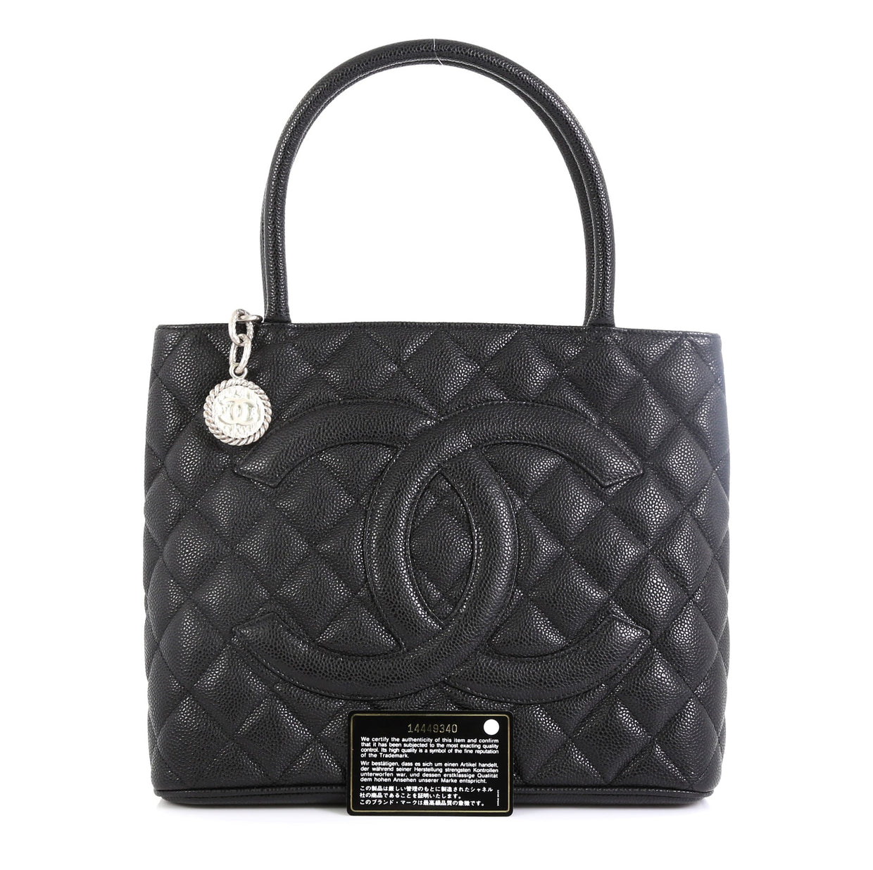Chanel Medallion Tote Quilted Caviar Black 458231