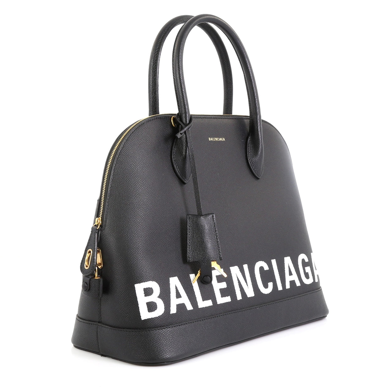 Balenciaga Logo Ville Bag Leather Medium Black 45922303