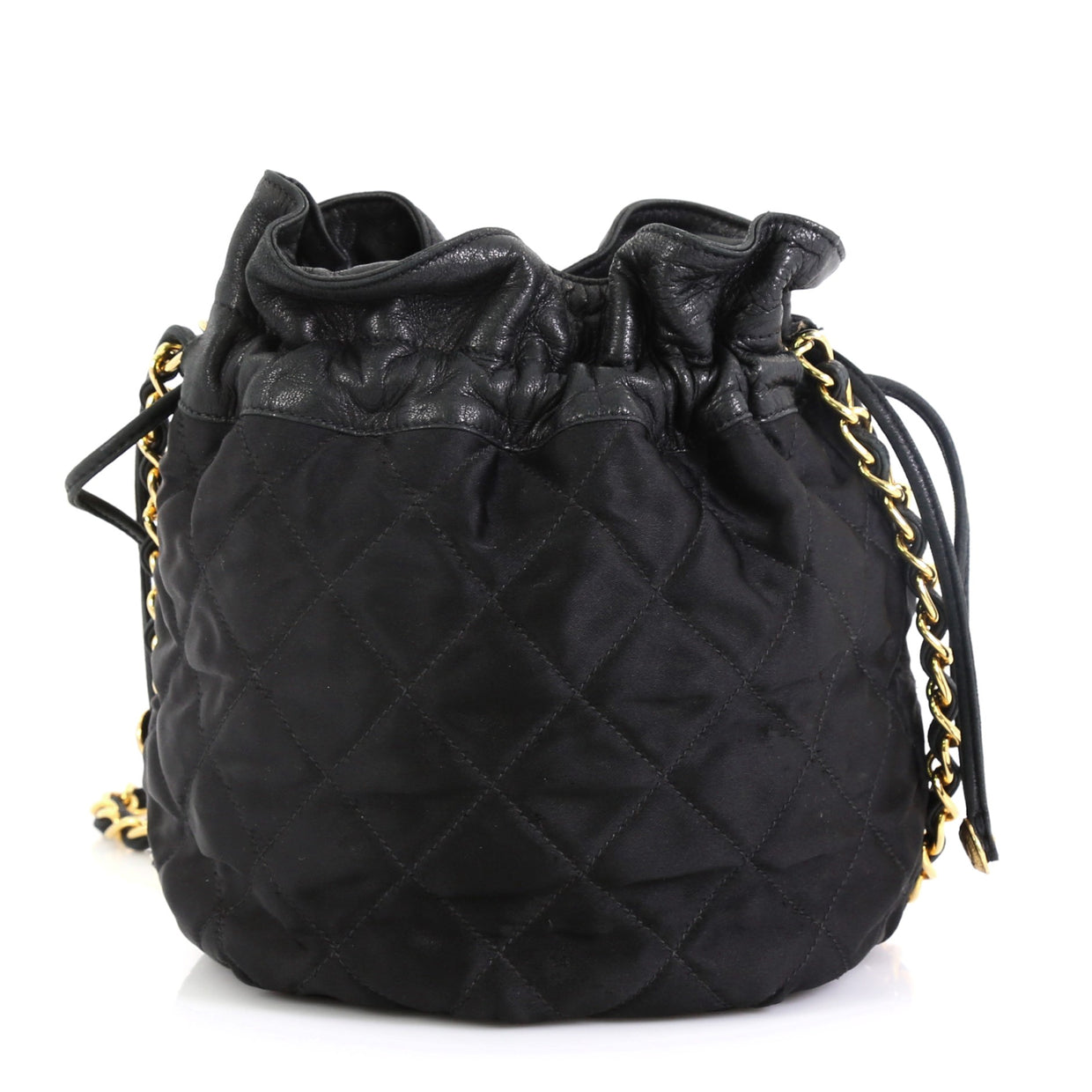 Chanel Vintage Drawstring Bucket Bag Quilted Satin Mini - Rebag