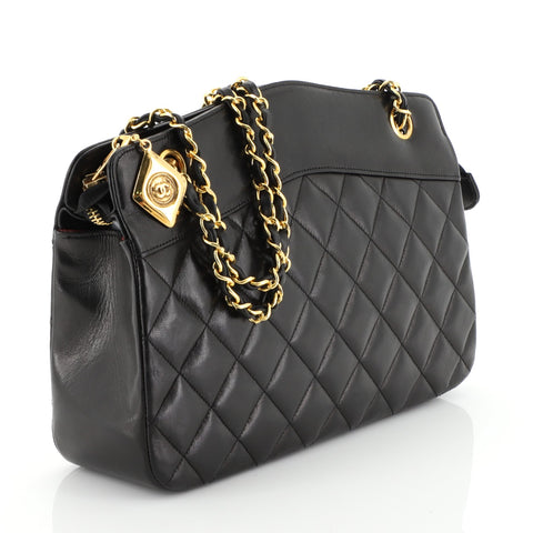 Chanel Vintage Zip Chain Shoulder Bag Quilted Leather Medium - Rebag