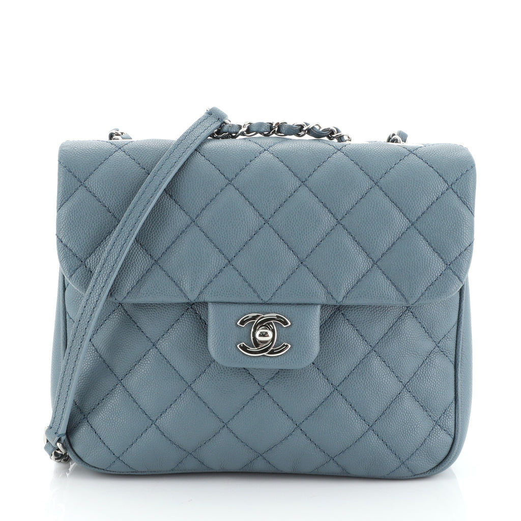 Chanel Urban Flap Bag Quilted Caviar Medium Blue 468461