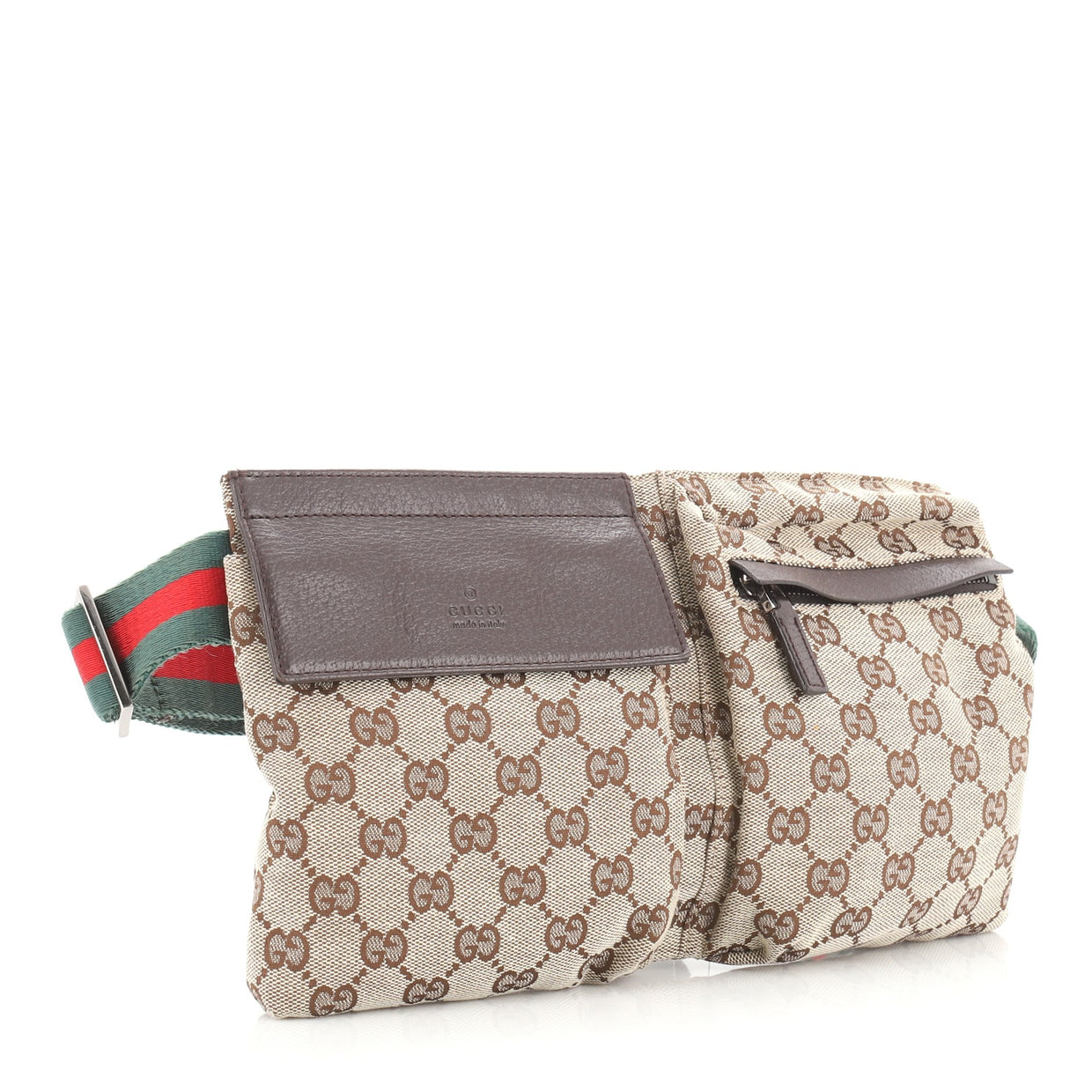 Gucci Vintage Double Belt Bag GG Canvas Brown 4684946