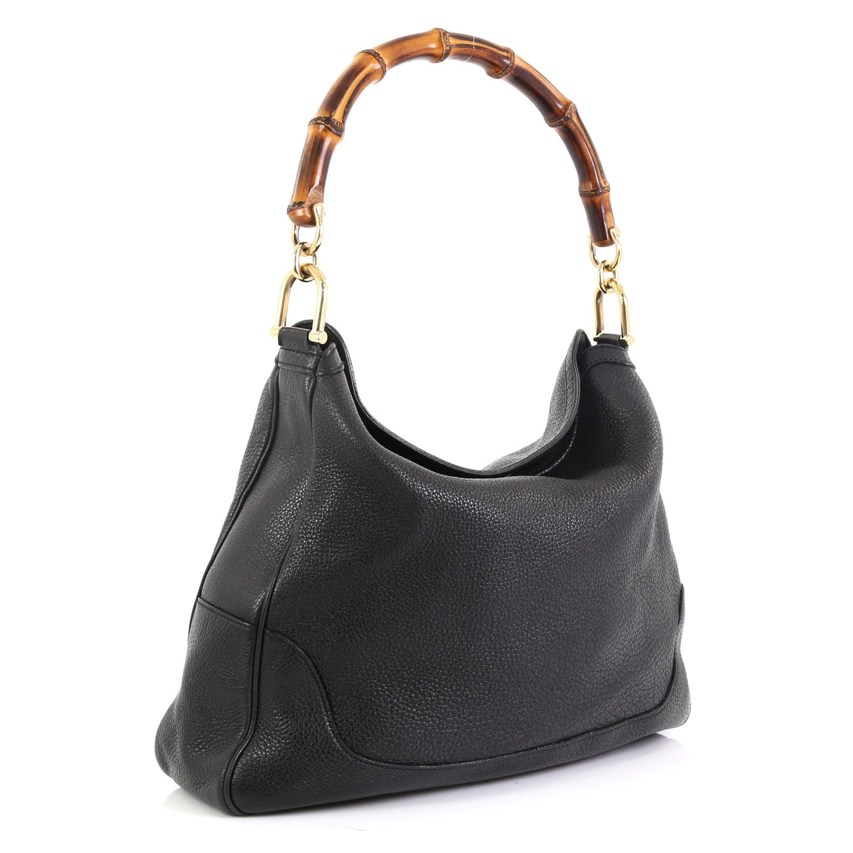 Gucci Diana Bamboo Shoulder Bag Leather Medium Black 468591