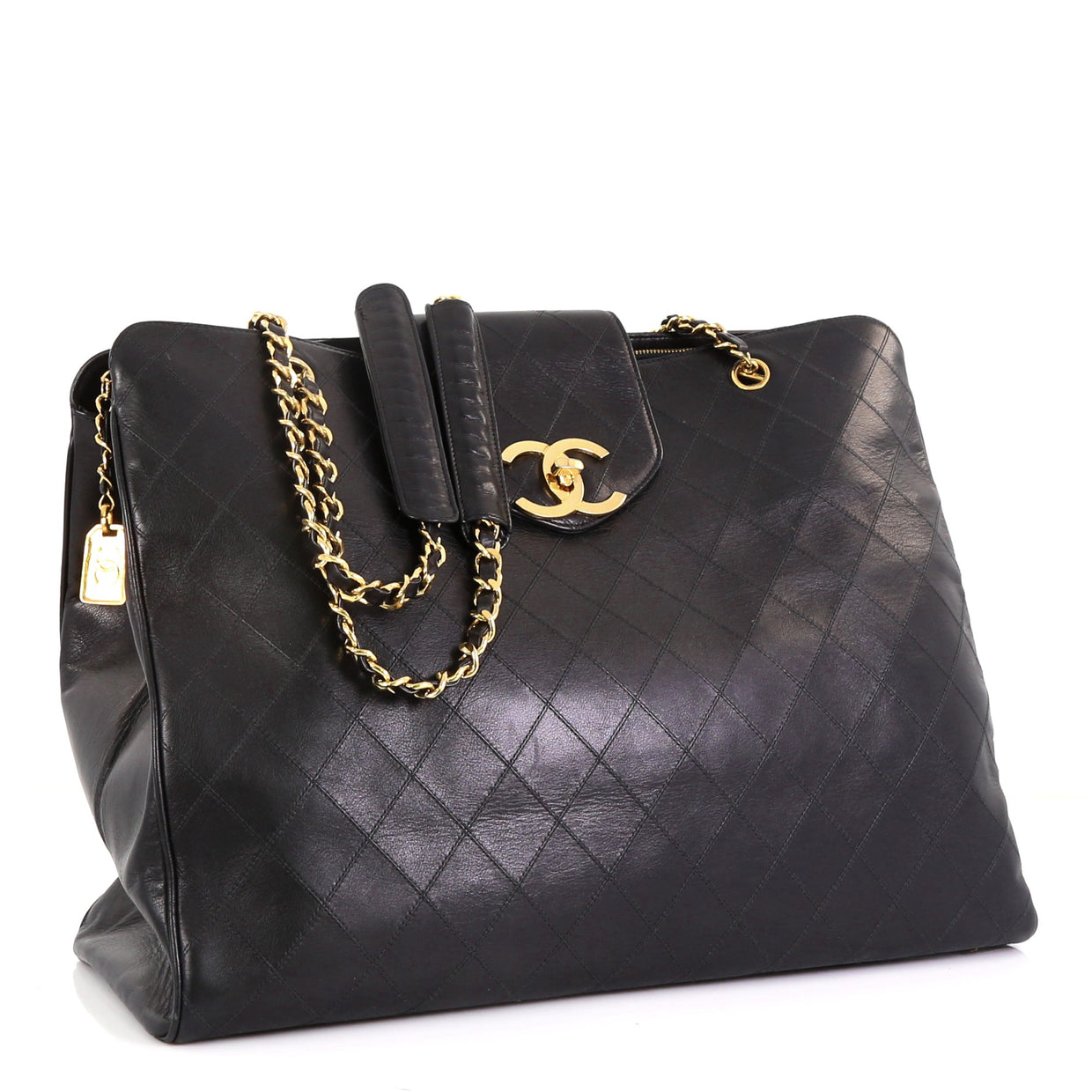 Chanel Vintage Supermodel Weekender Bag Quilted Leather Large Black 4694882