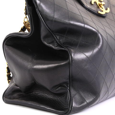 Chanel Vintage Supermodel Weekender Bag Quilted Leather Large Black 4694882