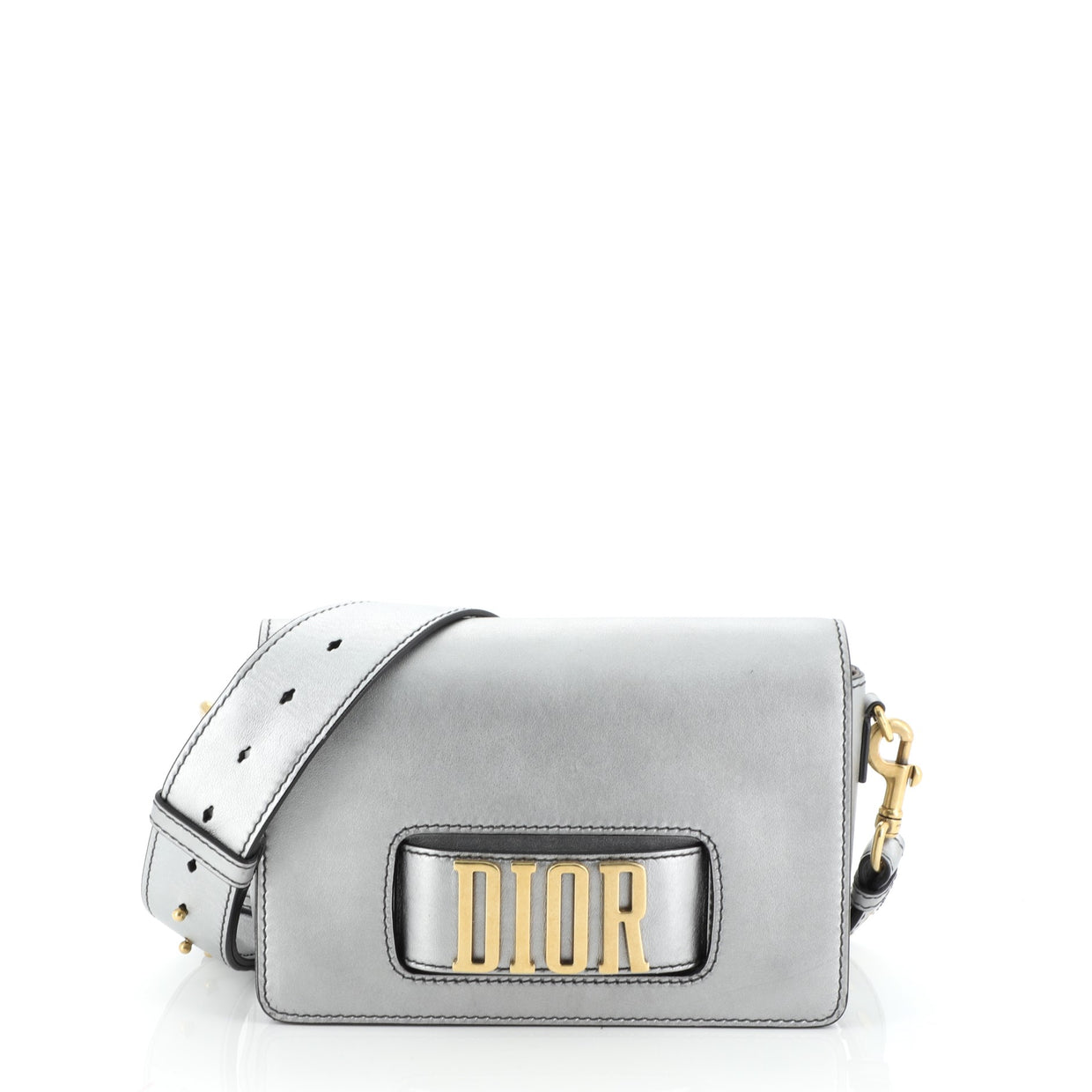 Christian Dior Dio(r)evolution Flap Bag Leather Medium Silver 473894