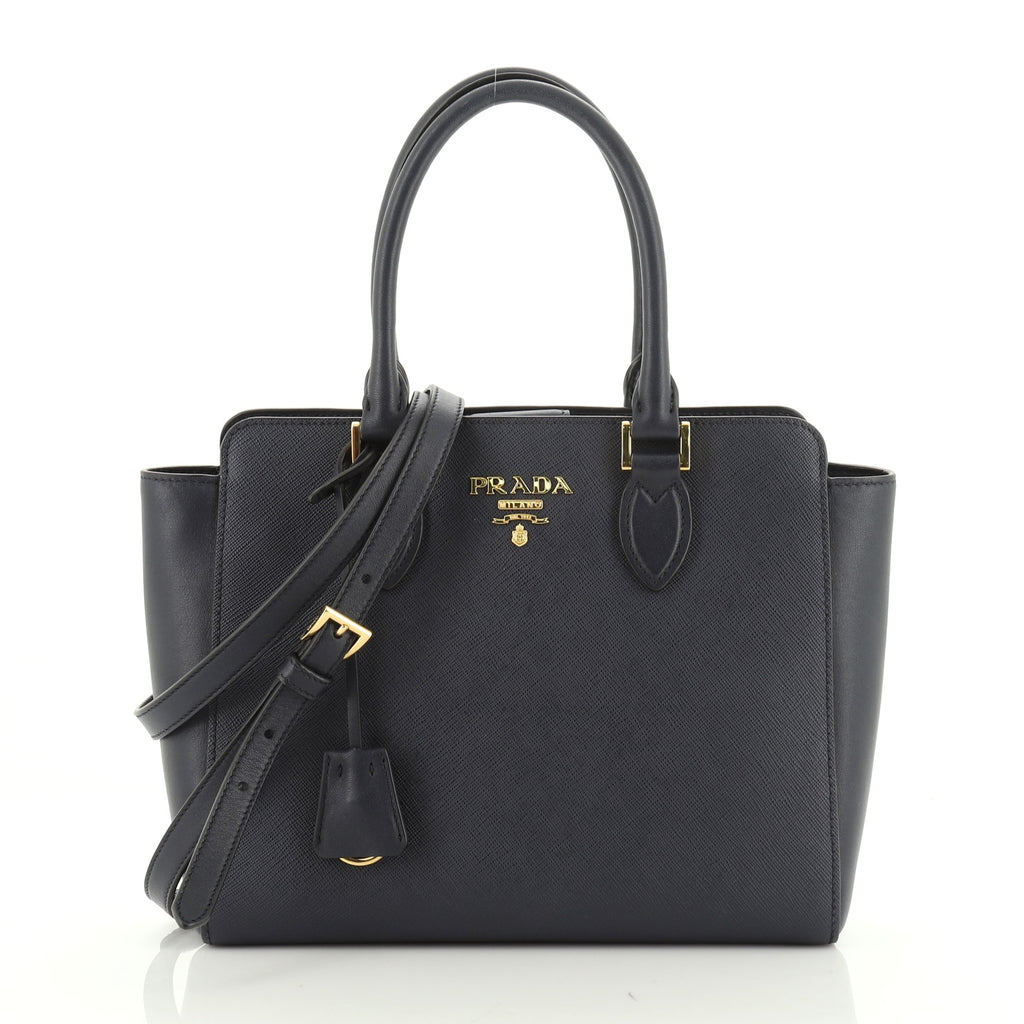 Prada Convertible Open Tote Saffiano Leather Small Blue 47629188 – Rebag